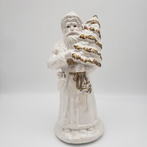 Rare Vintage Cracker Barrel Musical Hand Painted Porcelain Old World Santa